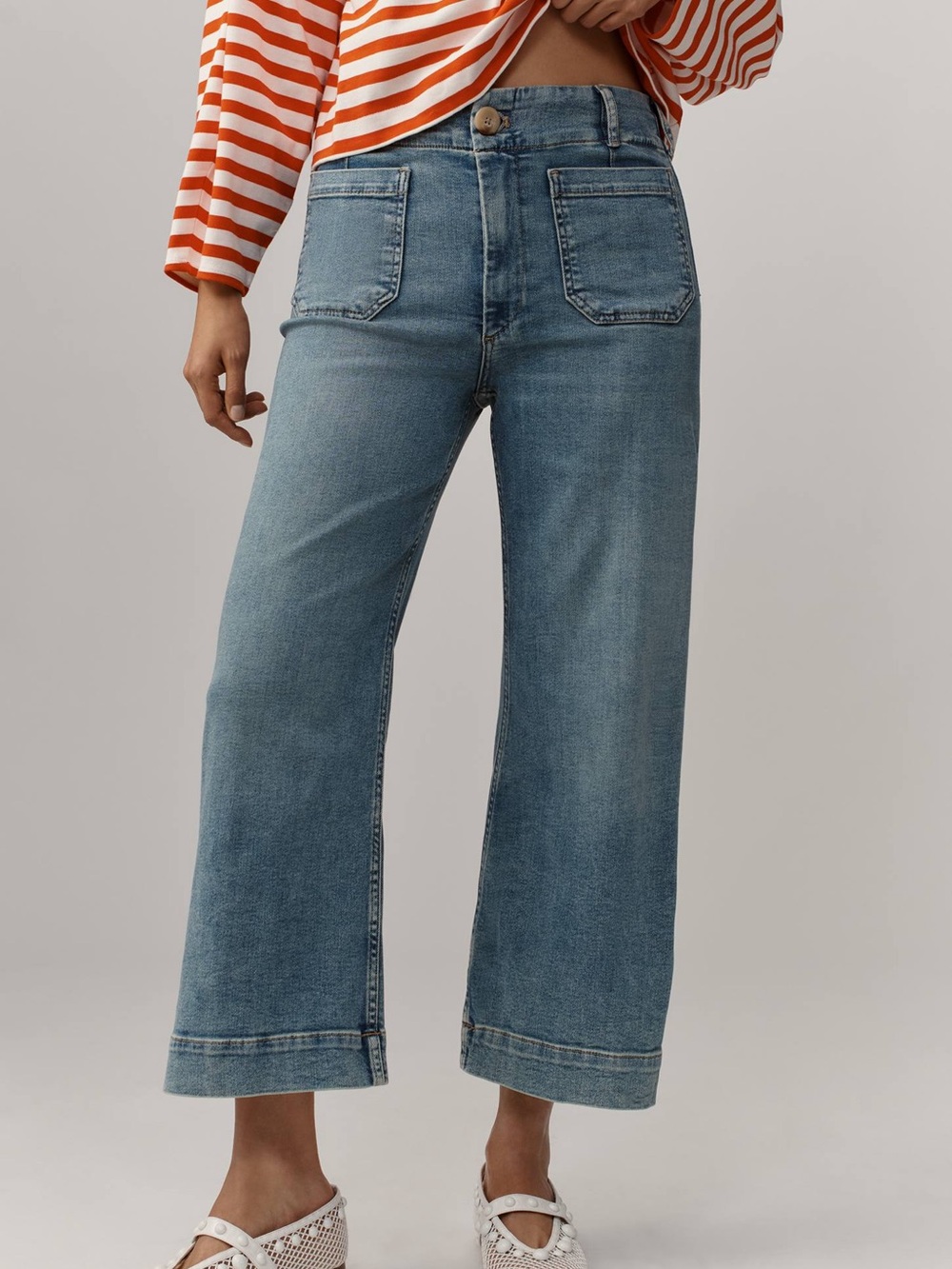 Maeve Colette wide leg cropped medium wash size 26 Jean